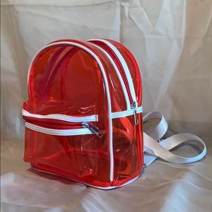 Small clear red book bag